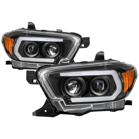 Spyder 16-18 Toyota Tacoma Projector Headlights - Seq LED Turn - Black - PRO-YD-TT16-LB-BK