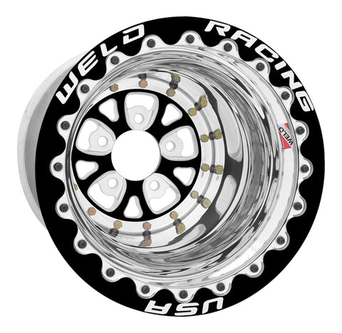 Weld V-Series 15x13 / 5x4.75 BP / 4in. BS Black Wheel - Black Double Beadlock MT