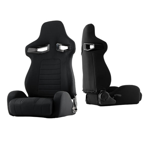 Xtune R33 Style Racing Seat Pu Sp Fabric (Double Slider) Black/Black Passenger Side RST-R33-04-BK-PA