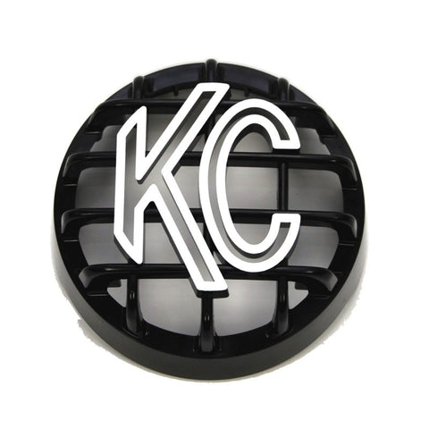 KC HiLiTES 4in. Round ABS Stone Guard for Rally 400 (Single) - Black w/White KC Logo