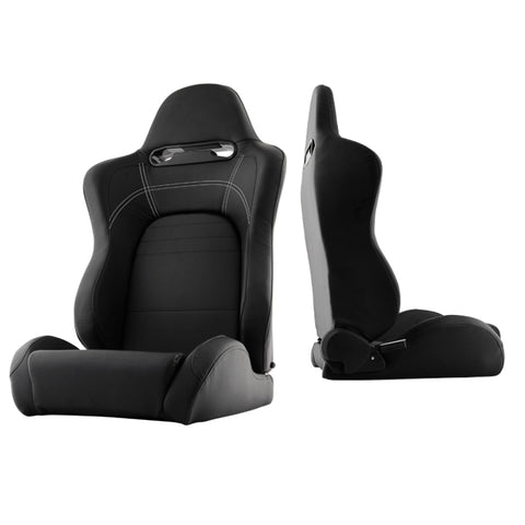 Xtune Evo9 Style Racing Seat Pu (Double Slider) Black/Black Passenger Side RST-EVO9-01-BK-PA