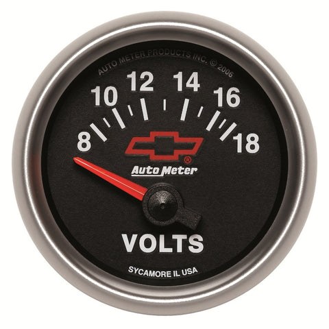 Autometer GM Bowtie Black 2-1/16 Voltmeter 8-18V