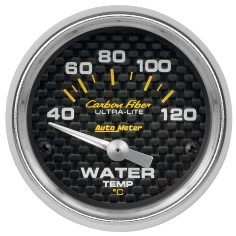 Autometer Carbon Fiber 52mm 40-120 Deg C Electronic Water Temp Gauge