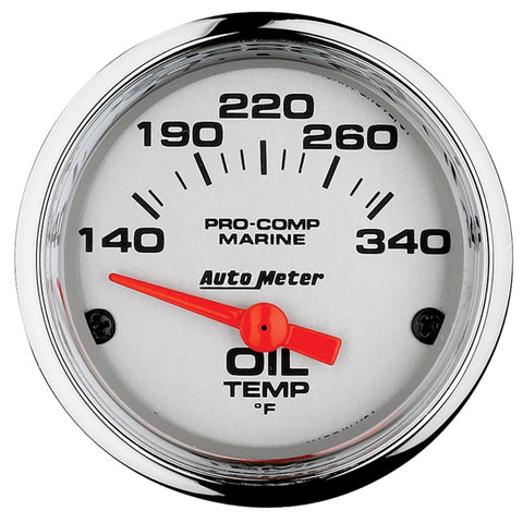 Autometer Marine Chrome Ultra-Lite 2-1/16in Electric Oil Temperature Gauge 140-300 Deg F
