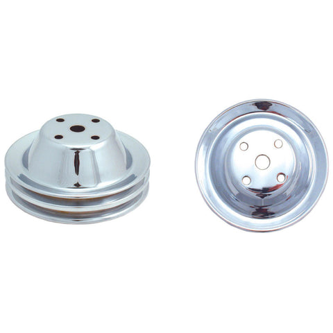 Spectre SB Chevy Double Upper Groove Long Water Pump Pulley - Chrome