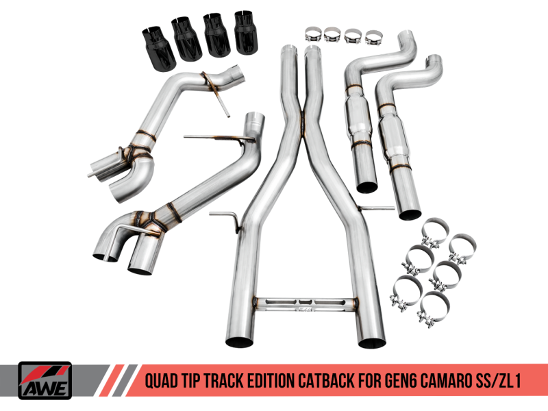 AWE Tuning 16-19 Chevy Camaro SS Resonated Cat-Back Exhaust -Track 