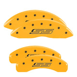 MGP 4 Caliper Covers Engraved Front & Rear Gen 5/SS Yellow finish black ch