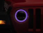 Raxiom 18-22 Jeep Wrangler JL/JT Axial 9-Inch LED Headlights w/RGB Halo- Blk Housing (Clear Lens)