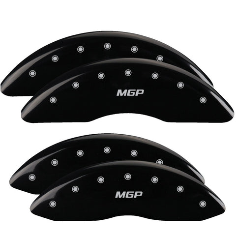 MGP 4 Caliper Covers Engraved Front & Rear MGP Black Finish Silver Char 2016 Buick Regal