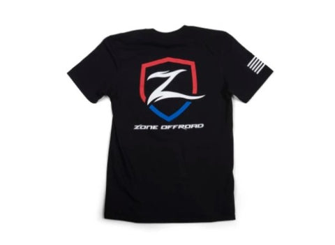 Zone Offroad Black Premium Cotton T-Shirt w/ Patriotic Zone Logos - Large