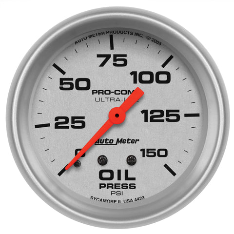 Autometer Ultra-Lite 2 5/8in Mechanical 150 PSI Oil Pressure Gauge