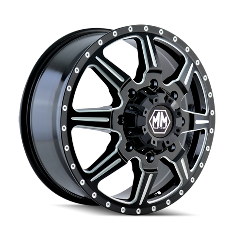 Mayhem 8101 Monstir 20x8.25 / 8x170 BP / 127mm Offset / 124.9mm Hub Front Black/Milled Spokes Wheel