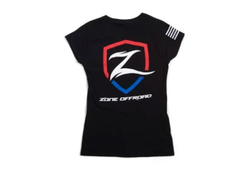 Zone Offroad Black Premium Cotton T-Shirt w/ Patriotic Zone Logos - Womens - 2XL