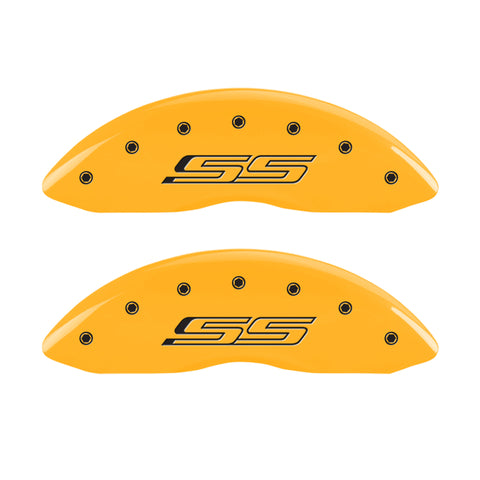 MGP 4 Caliper Covers Engraved Front & Rear Gen 5/SS Yellow finish black ch