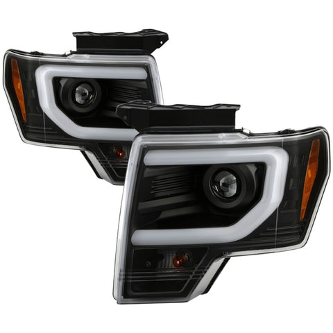 Spyder Ford F150 09-14 Halogen Light Bar Projector Headlights Black PRO-YD-FF15009PL-BK
