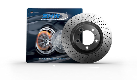 SHW 09-13 Porsche 911 Turbo w/Center Lock Wheel w/o Ceramic Brake Left Rear Drilled-Dimpled MB Rotor