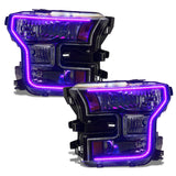 Oracle 15-17 Ford F-150 Dynamic RGB+A Pre-Assembled Headlights Halogen - Black Edition - ColorSHIFT