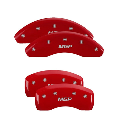 MGP 4 Caliper Covers Engraved Front & Rear MGP Red Finish Silver Char 2018 Fiat 124 Spider