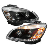 Spyder Mercedes Benz C-Class 08-11 Projector Headlights Halogen - DRL Blk PRO-YD-MBW20408-DRL-BK