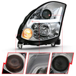 ANZO 2003-2007 Infiniti G35 Projector Headlight Plank Style Chrome (HID Compatible, No HID Kit )
