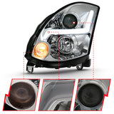 ANZO 2003-2007 Infiniti G35 Projector Headlight Plank Style Chrome (HID Compatible, No HID Kit )