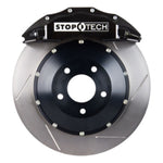 StopTech 08-11 Porsche 911 GT2 BBK Front ST-60 Black Calipers 380x32 Slotted Rotors