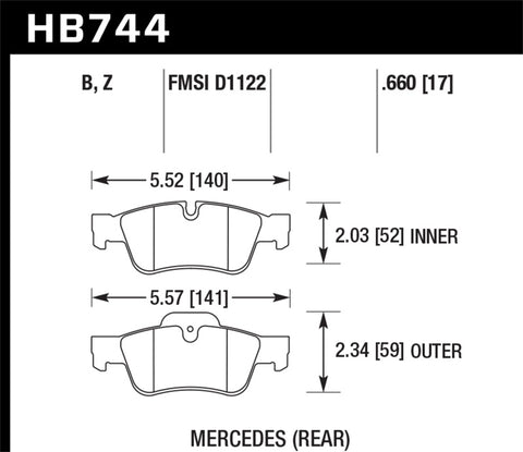 Hawk 08-12 Mercedes-Benz GL550 HPS 5.0 Rear Brake Pads