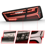ANZO 2012-2018 Audi A6 LED Taillight Black Housing Smoke Lens 4 pcs (Sequential Signal)