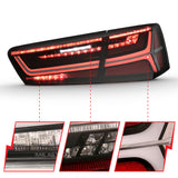 ANZO 2012-2018 Audi A6 LED Taillight Black Housing Smoke Lens 4 pcs (Sequential Signal)