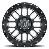 ICON Alpha 20x9 8x6.5in 19mm Offset 5.75in BS Gloss Black Milled Spokes Wheel