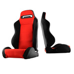 Xtune Thunder Style Racing Seat Pu (Double Slider) Red/Black Passenger Side RST-TH-01-RD-PA