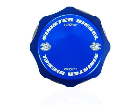 Sinister Diesel 1994+ Ford Powerstroke Coolant Reservoir Degas Bottle Cap - Blue