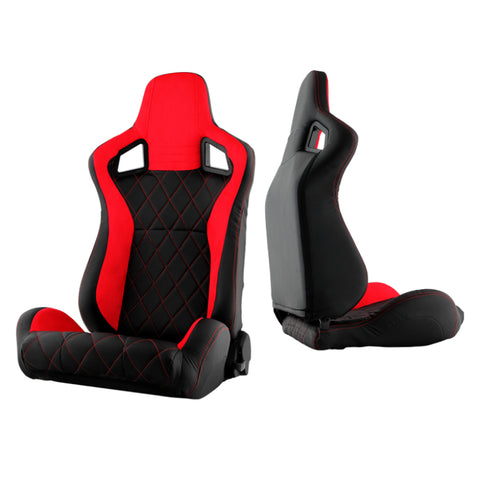 Xtune Scs Style Racing Seat Suede/Pu X (Double Slider) Red/Black Driver Side RST-SCS-01-RDX-DR