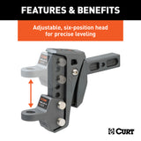 Curt Rebellion XD Adjustable Cushion Hitch Ball Mount (2in Shank 15000lbs 6-1/4in Drop)