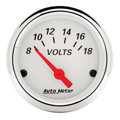 Autometer Arctic White 2-1/16in 8-18 Volts Air-Core Voltmeter Gauge
