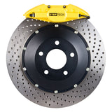 StopTech 08-09 WRX STi Rear BBK ST22 345x28 Drilled Rotors Yellow Calipers