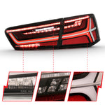 ANZO 2012-2018 Audi A6 LED Taillight Black Housing Clear Lens 4 pcs (Sequential Signal)