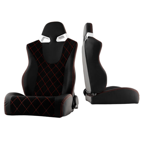 Xtune Cg Style Racing Seat Pu (Double Slider) Black/Black Driver Side RST-CG-03-BKRX-DR