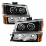 xTune Chevy Silverado 03-06 Projector Headlights 4pcs - LED Halo - Black PRO-JH-CSIL03-SET-BK