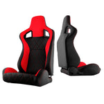 Xtune Scs Style Racing Seat Suede/Pu X (Double Slider) Red/Black Passenger Side RST-SCS-01-RDX-PA