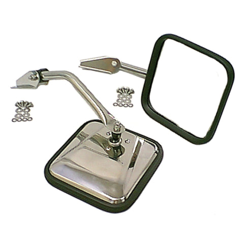 Rugged Ridge 55-86 Jeep CJ Stainless Steel Side Mirrors w/ Convex Mirror Kit
