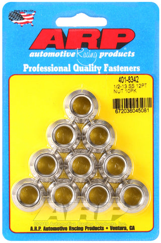 ARP 1/2-13 SS 12pt Nut Kit (Pack of 10)