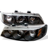 Spyder Honda Accord 94-97 1PC Projector Headlights LED Halo Amber Reflctr Blk PRO-YD-HA94-AM-BK