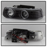 xTune Chevy Silverado 1500/2500 99-02 Bumper Projector Headlights - LED - Black PRO-JH-CSIL99-SET-BK