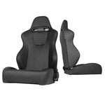 Xtune Srt Style Racing Seat Pu (Double Slider) Black/Black Driver Side RST-SRT-01-BK-DR