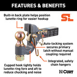 Curt SecureLatch Receiver-Mount Ball & Pintle Hitch Combo (2in Shank 2-5/16in Ball 14K)