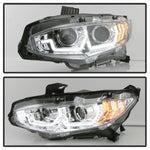 Spyder 16-18 Honda Civic 4Dr w/LED Seq Turn Sig Lights Proj Headlight - Chrome - PRO-YD-HC16-SEQ-C