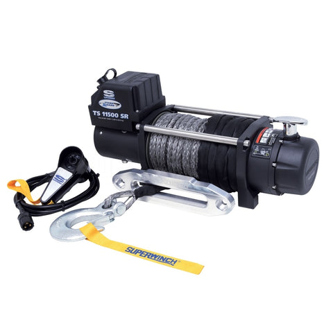 Superwinch 11500 LBS 12 VDC 3/8in x 80ft Synthetic Rope Tiger Shark 11500 Winch