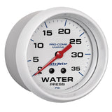 Autometer AutoGage 2-5/8in. / 35 PSI Mechanical Water Press Gauge - Marine White