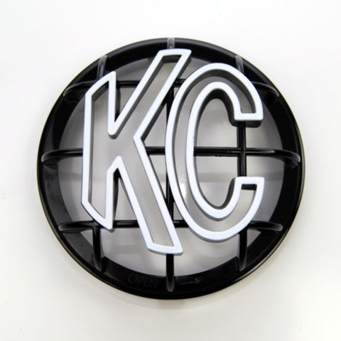 KC HiLiTES 5in. Round ABS Stone Guard for Apollo Lights (Single) - Black w/White KC Logo